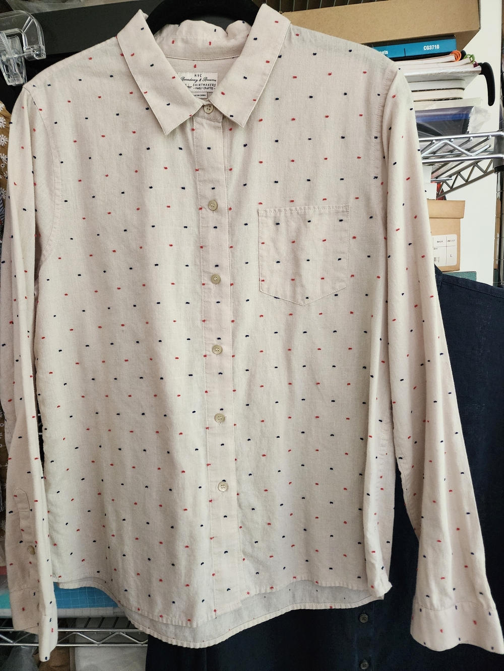 Vintage Madewell Broadway & Broome L Large Stitch Dot Red Blue